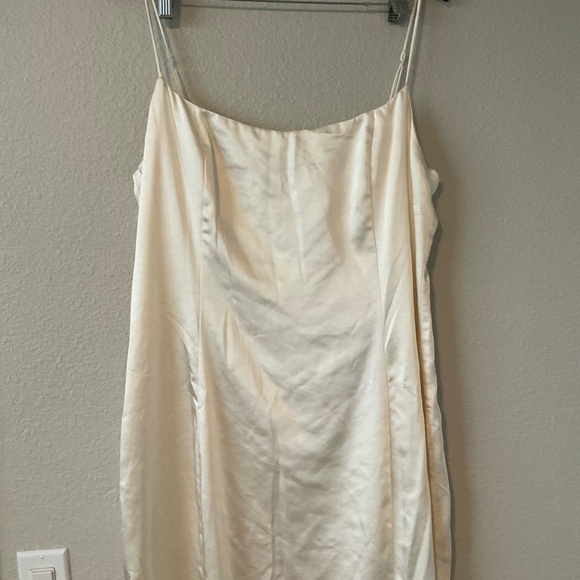 Meshki Chrisley Ivory Cream Satin Maxi Slip Dress XXXL Split Hem - Picture 5 of 16